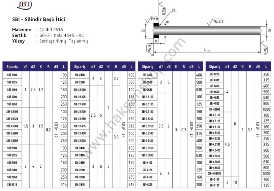 Plastik Enjeksiyon Silindir Başlı İtici Pim
