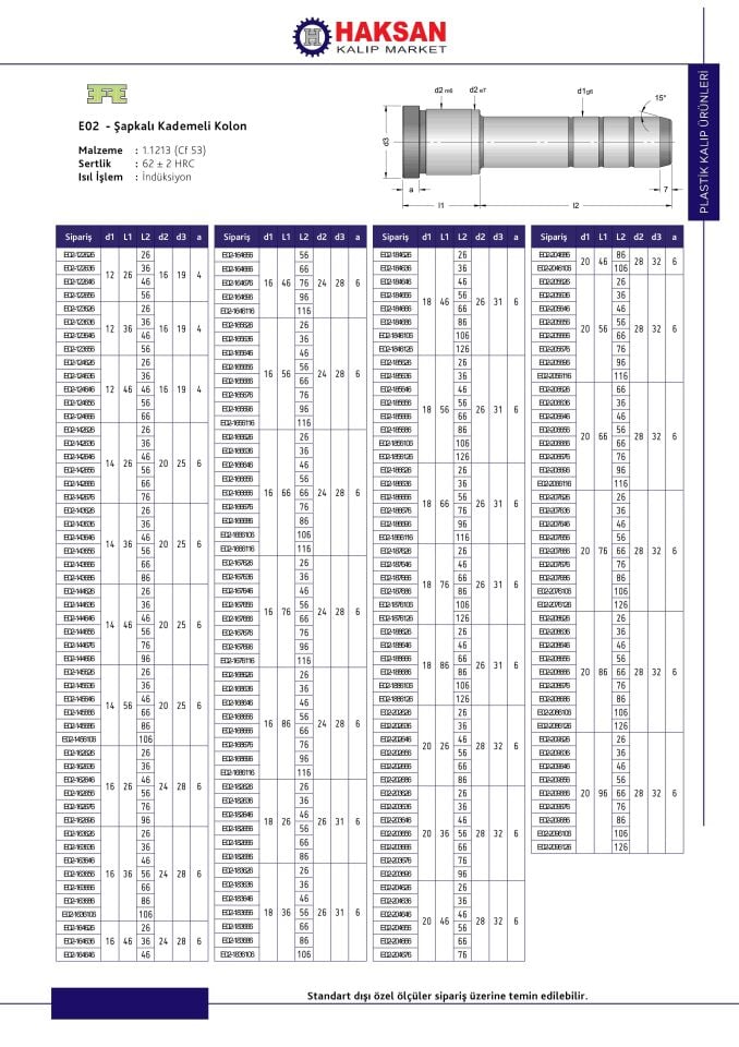 ŞAPKALI KADEMELİ KOLON ŞKK-E02