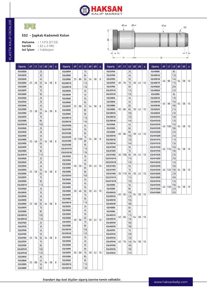 ŞAPKALI KADEMELİ KOLON ŞKK-E02
