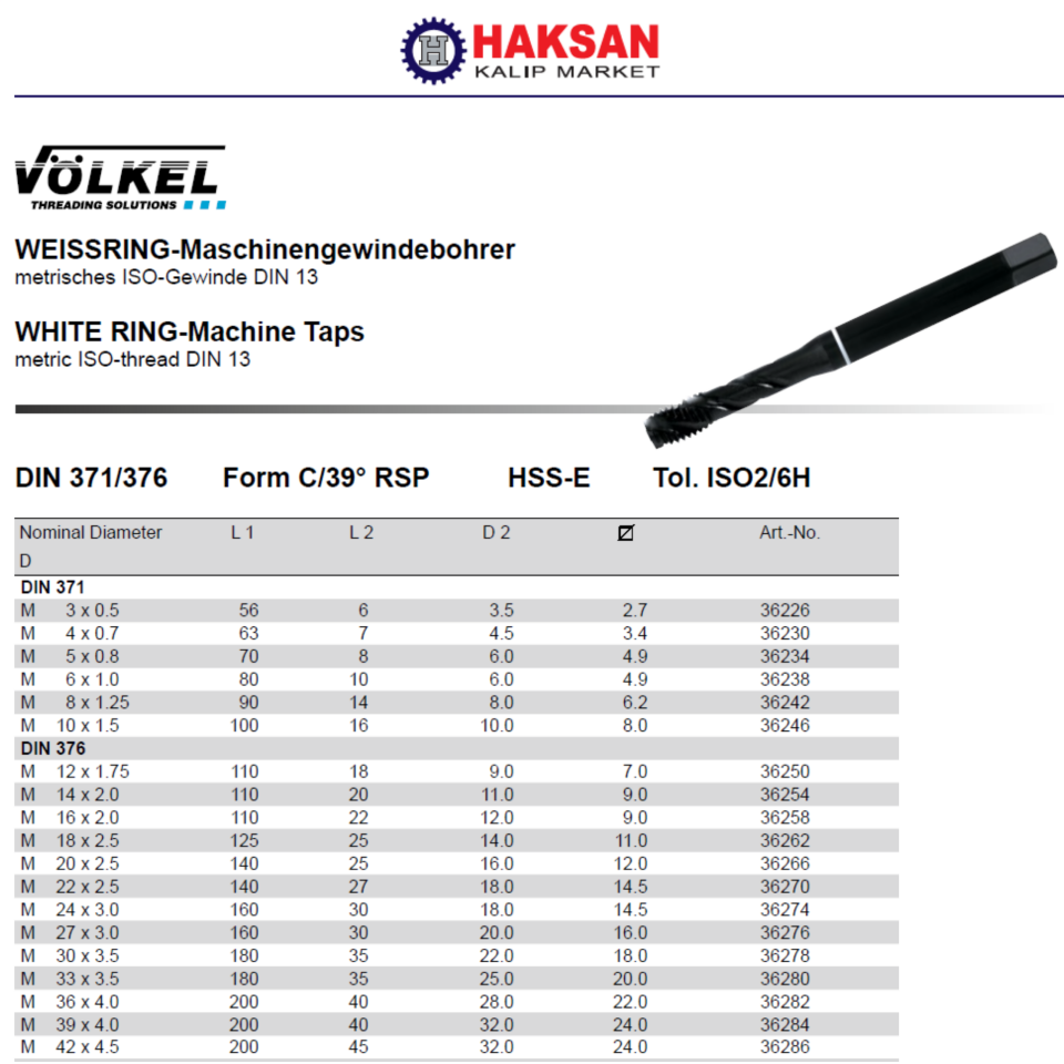 VÖLKEL PASLANMAZ BEYAZ HALKA HELİS KILAVUZ