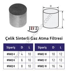 Çelik Sinterli Gaz Atma Filtresi
