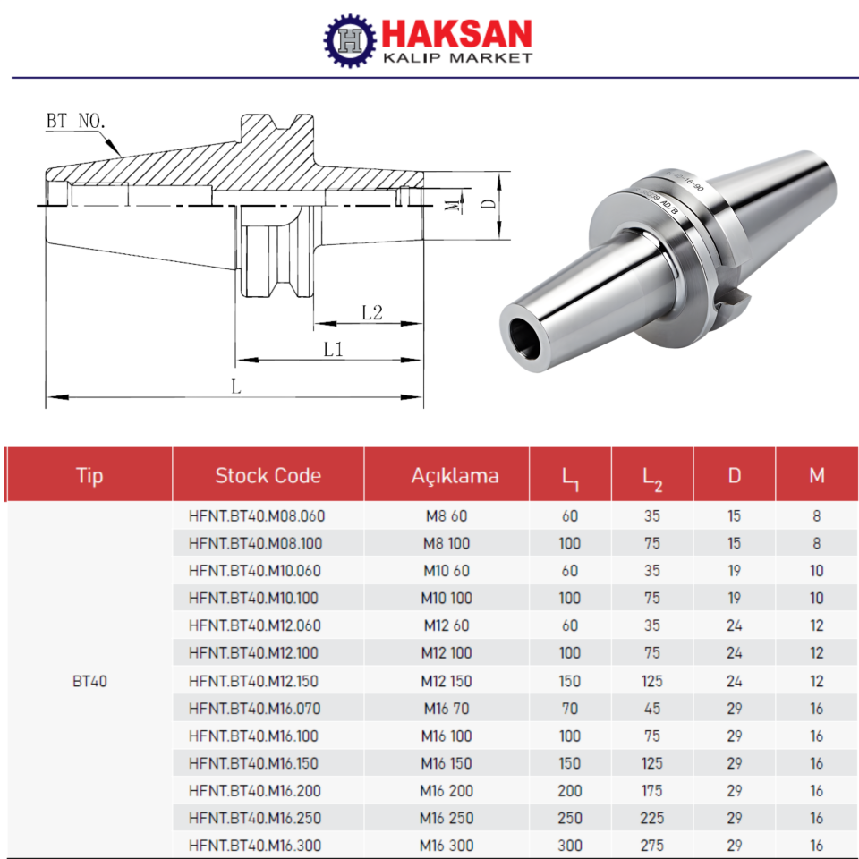 BT40 VİDALI TAKIM TUTUCU