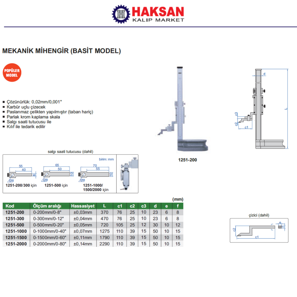 Insize 1251 Mekanik Mihengir (POPÜLER MODEL)