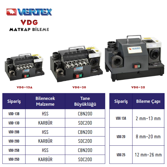 VERTEX VDG MATKAP BİLEME MAKİNASI YEDEK TAŞ