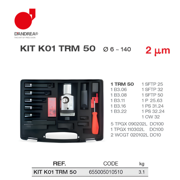 DANDREA KIT K01 TRM 50 Ø6-140 HASSAS BARA SETİ (0.002)