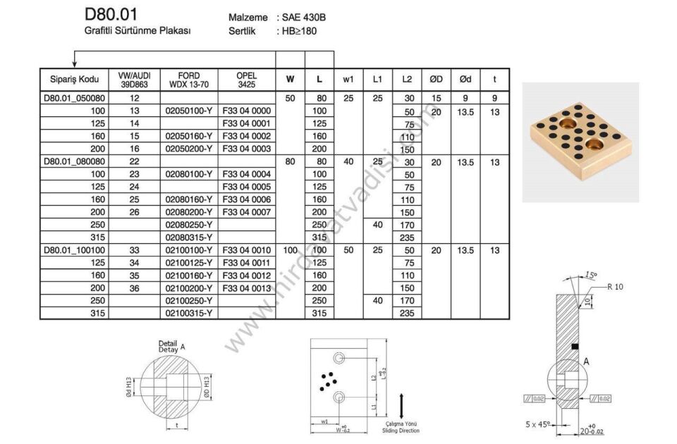 Grafitli Sürtünme Plakası - H80.01 50 - 100