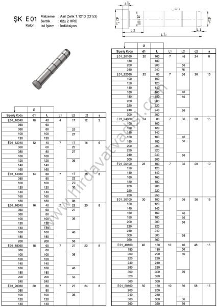 Şapkalı Kolon HASCO 22 - 300
