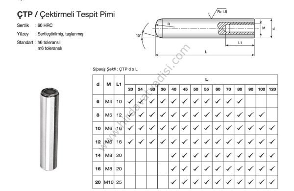 Çektirmeli Tespit Pimi 16 - 160