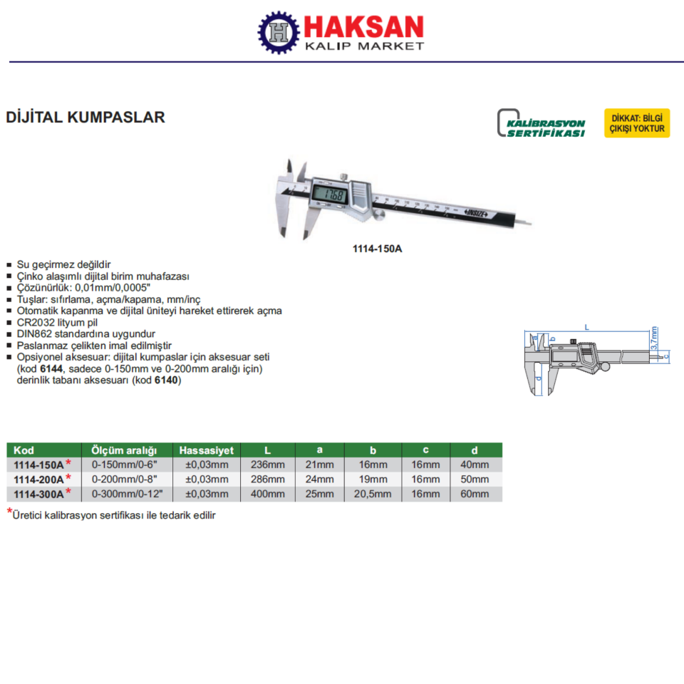 Insize 1114 Dijital Kumpas