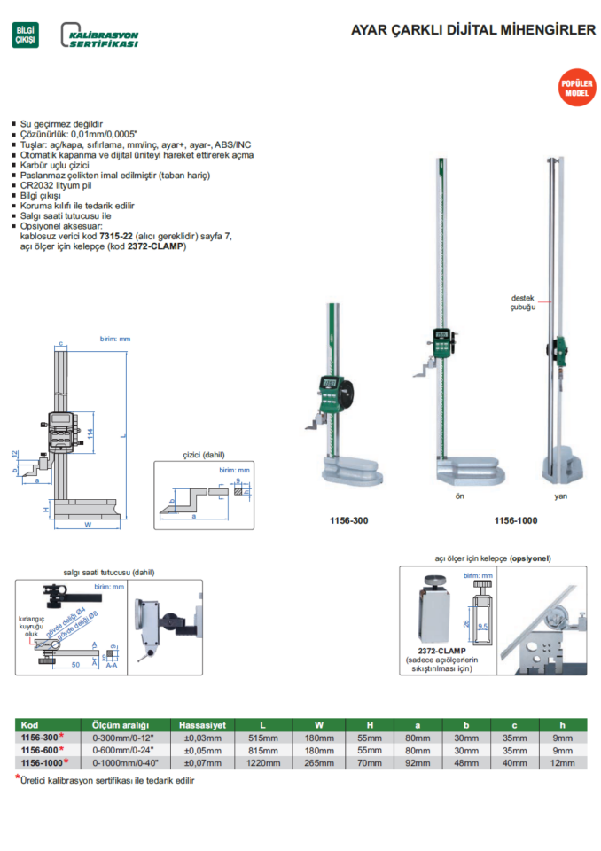 Insize 1156 Makaralı Dijital Mihengir
