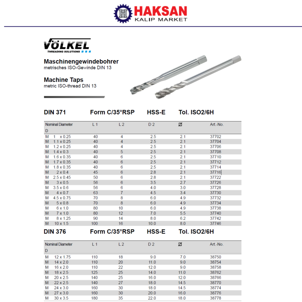 VÖLKEL HELİS MAKİNA KILAVUZU DIN371/C - DIN376/C