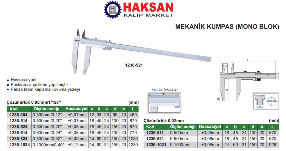 Insize 1236 Mekanik Kumpas (Mono Blok)
