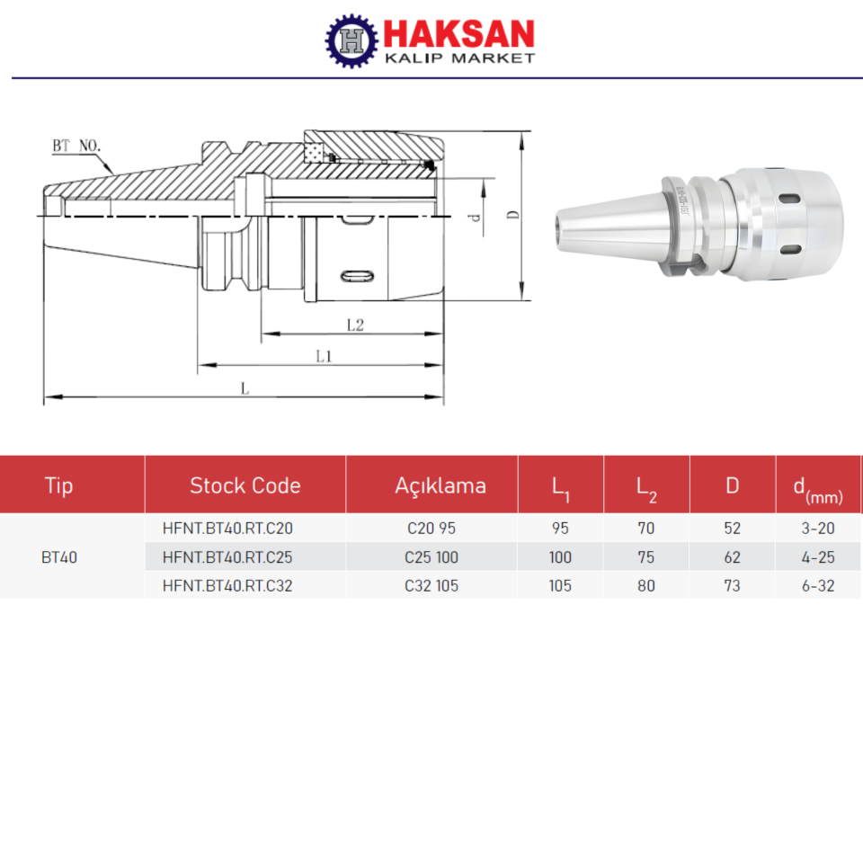 BT40 RC TİP RULMANLI TUTUCU