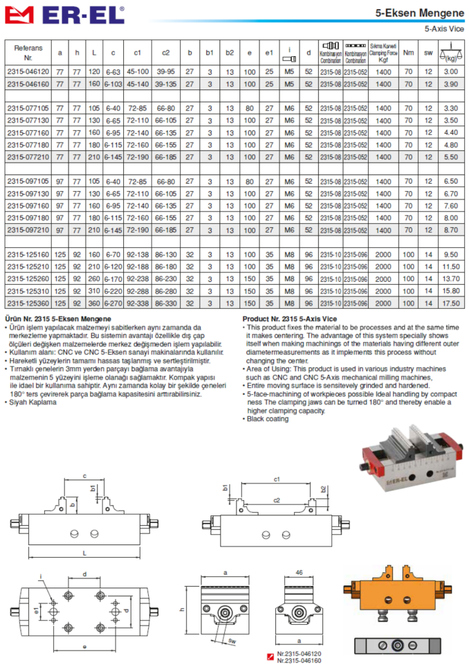 Nr.2315 5-Eksen Mengene ER-EL