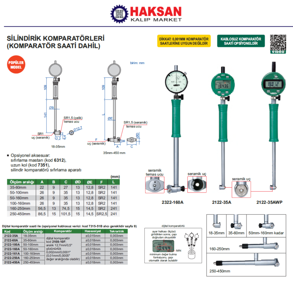 Insize 2122 Silindir Komparatör