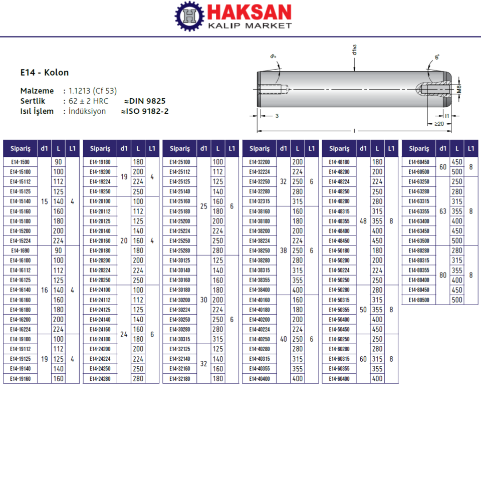 DÜZ KLAVUZ KOLON E14