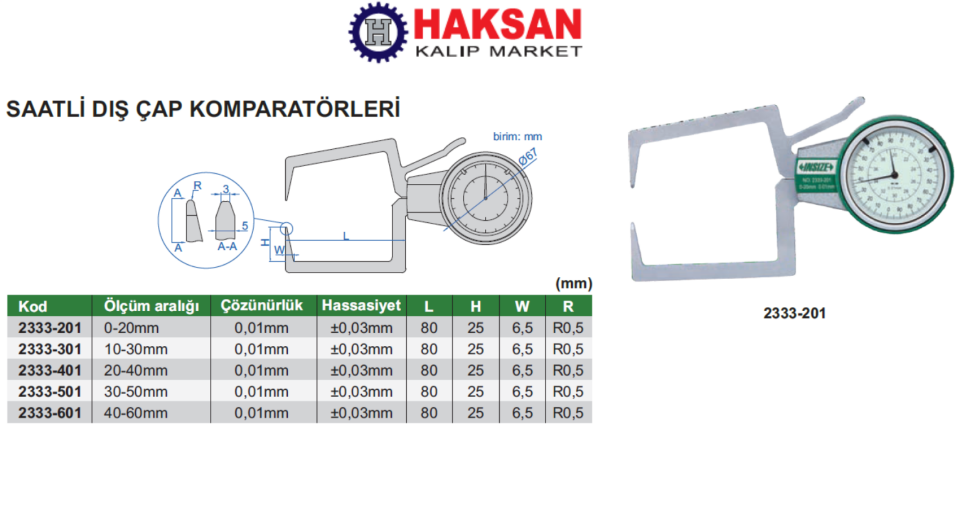 Insize 2333 Dış Çap Komparatörü