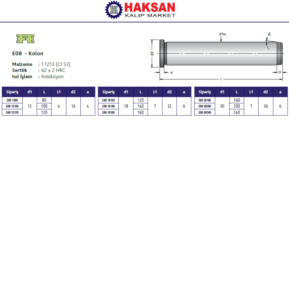 ŞAPKALI KOLON-BİLYALI SİSTEM E08