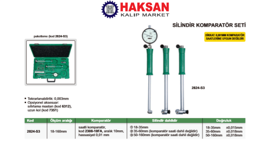 Insize 2824-S3 Silindir Komparatör Seti