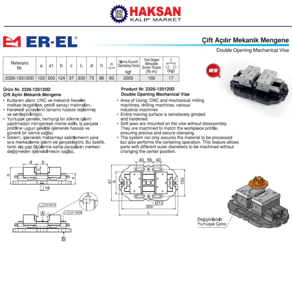 2326-120120D ÇİFT AÇILIR MENGENE EREL