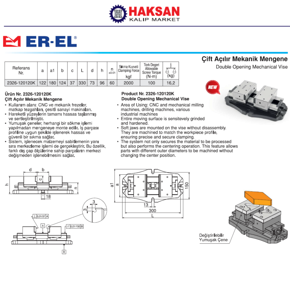 2326-120120K ÇİFT AÇILIR MENGENE EREL