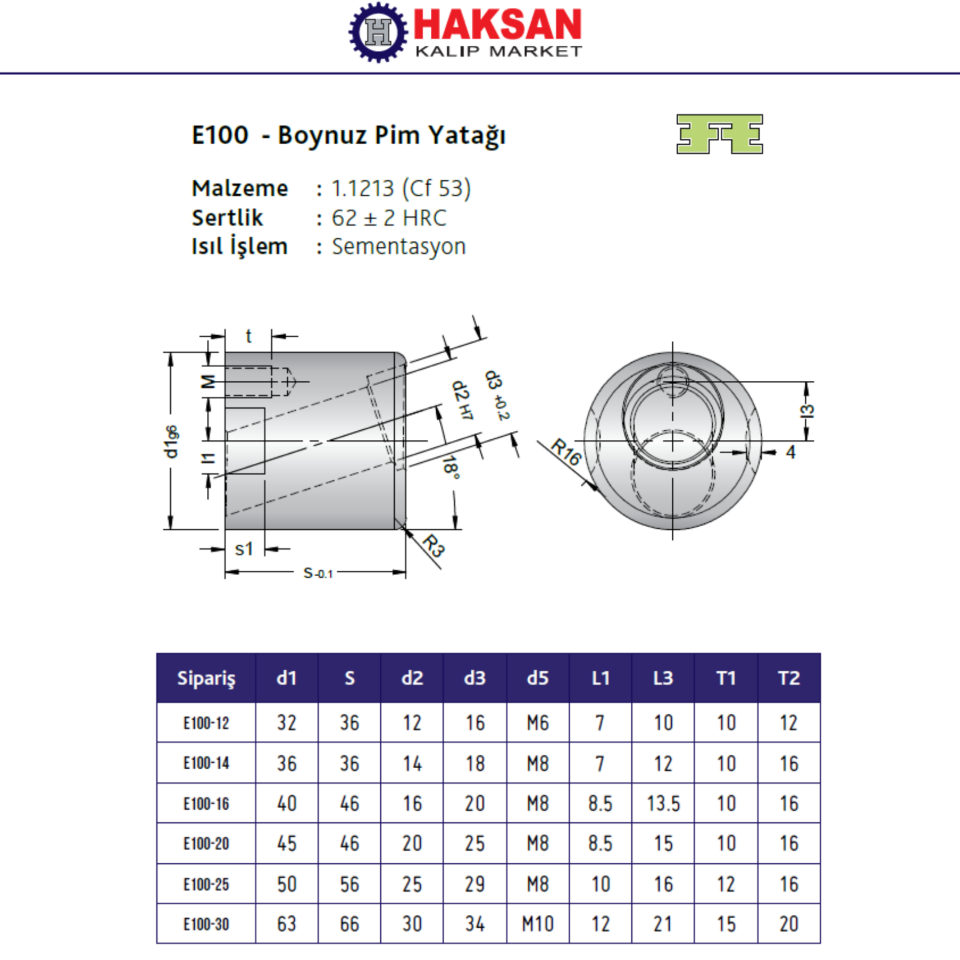 BOYNUZ PİM YATAĞI - MAÇA AÇILI BURÇ E100