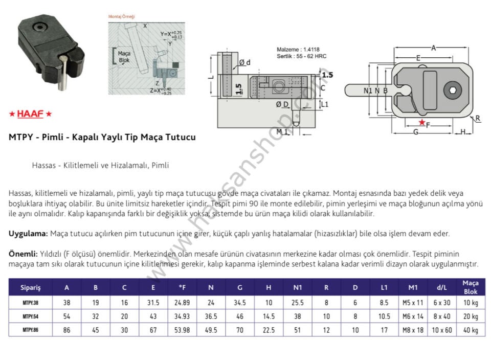 Kapalı Yaylı Tip Maça Tutucu-Pimli-MTPY