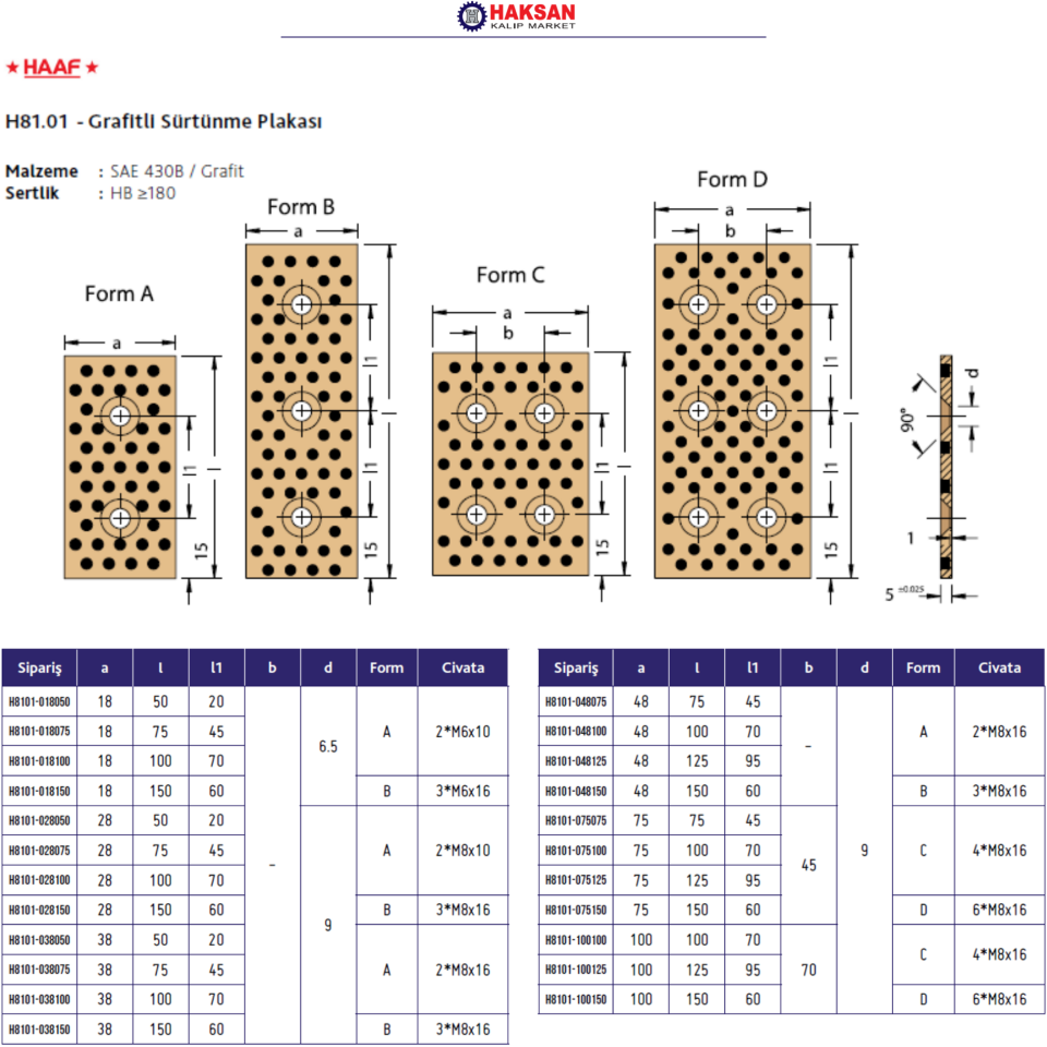 Grafitli Sürtünme Plakası -  H81.01