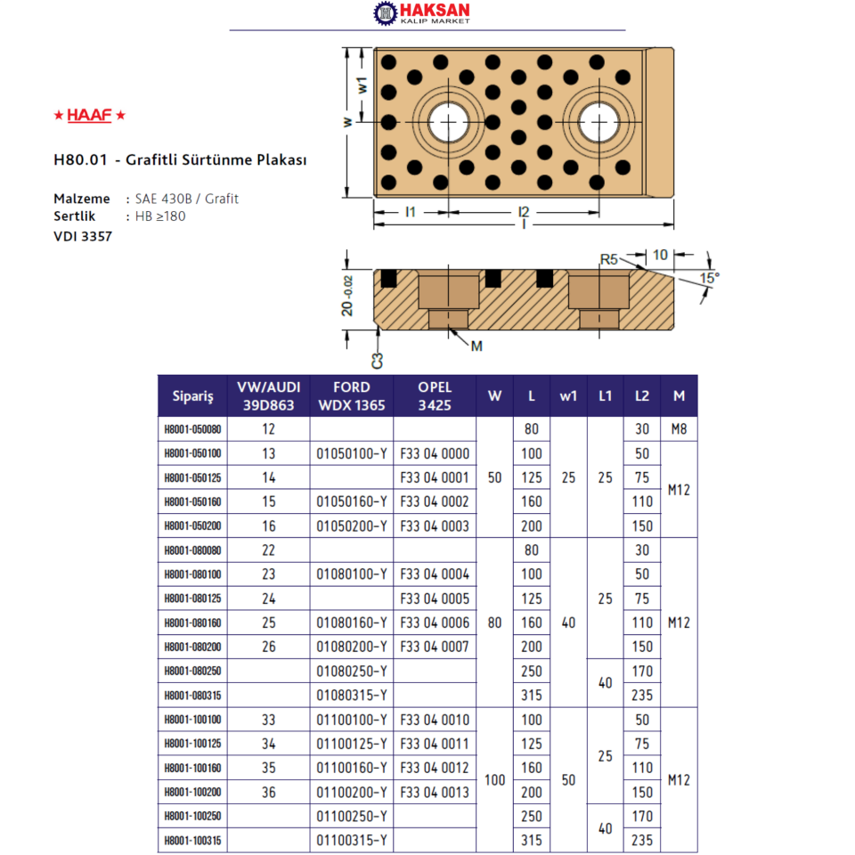Grafitli Sürtünme Plakası - H80.01