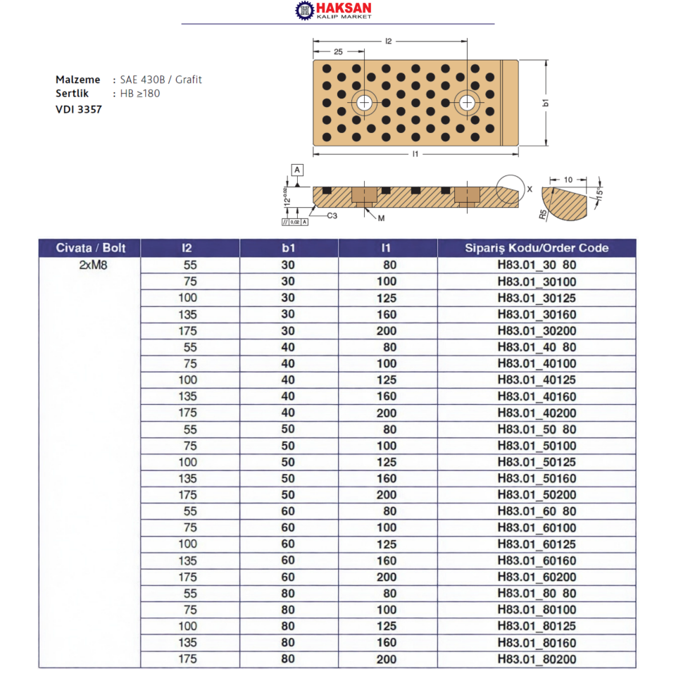 Grafitli Sürtünme Plakası -  H83.01
