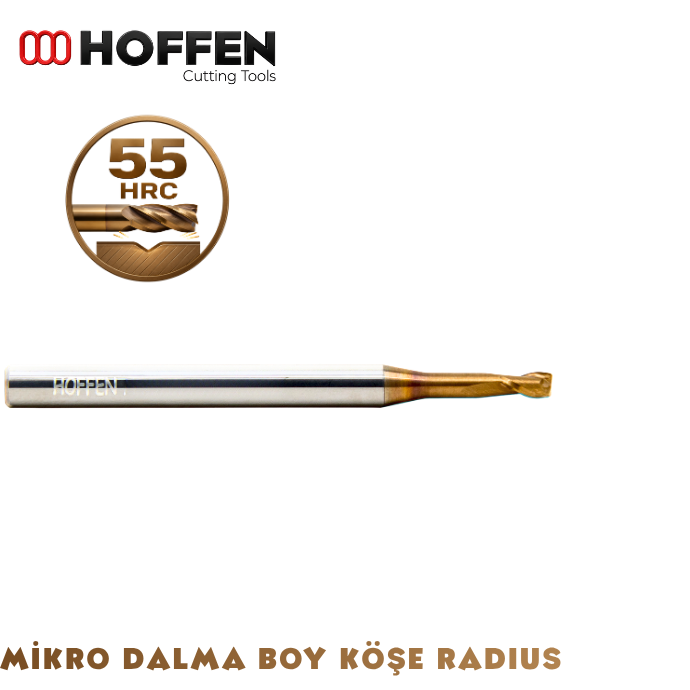 55HRC 2 AĞIZLI KÖŞE RADİUS DALMA BOYLU KARBÜR FREZE NANO TİSİN
