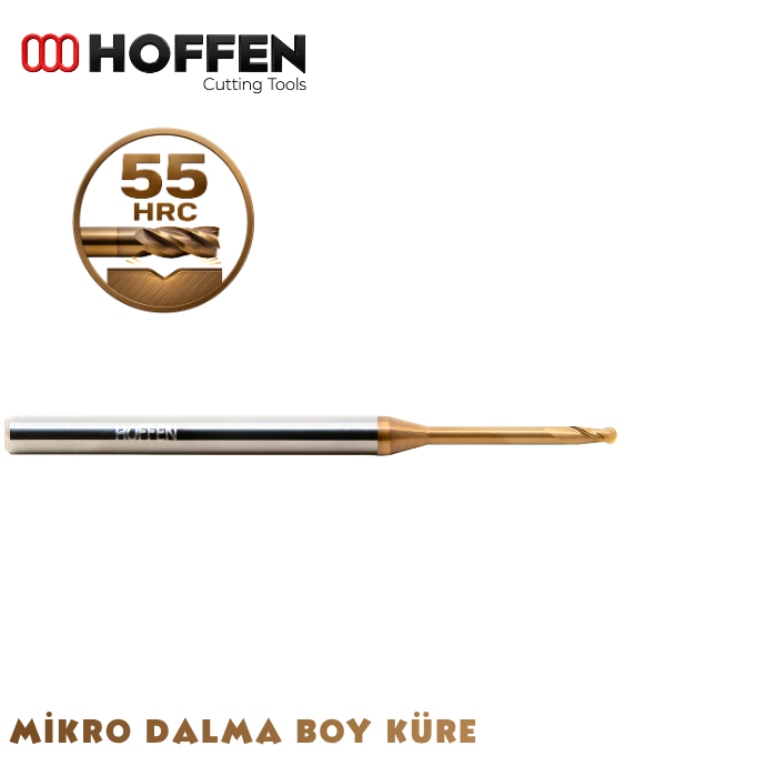 55HRC 2 AĞIZLI KÜRE DALMA BOYLU KARBÜR FREZE NANO TİSİN