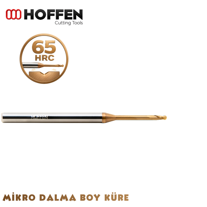 65HRC 2 AĞIZLI KÜRE DALMA BOYLU KARBÜR FREZE NANO TİSİN