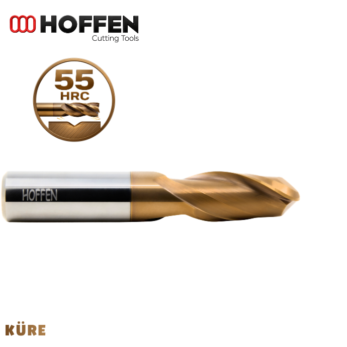 55HRC 2 AĞIZLI KÜRE KARBÜR FREZE NANO TİSİN