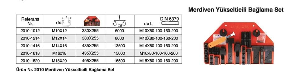 Nr.2010 Merdiven Yükselticili Bağlama Seti