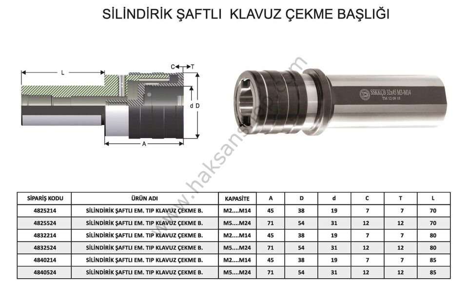 Kılavuz Mak. Sil. Şaftlı Emniyetli Pens Tutucu Adaptör