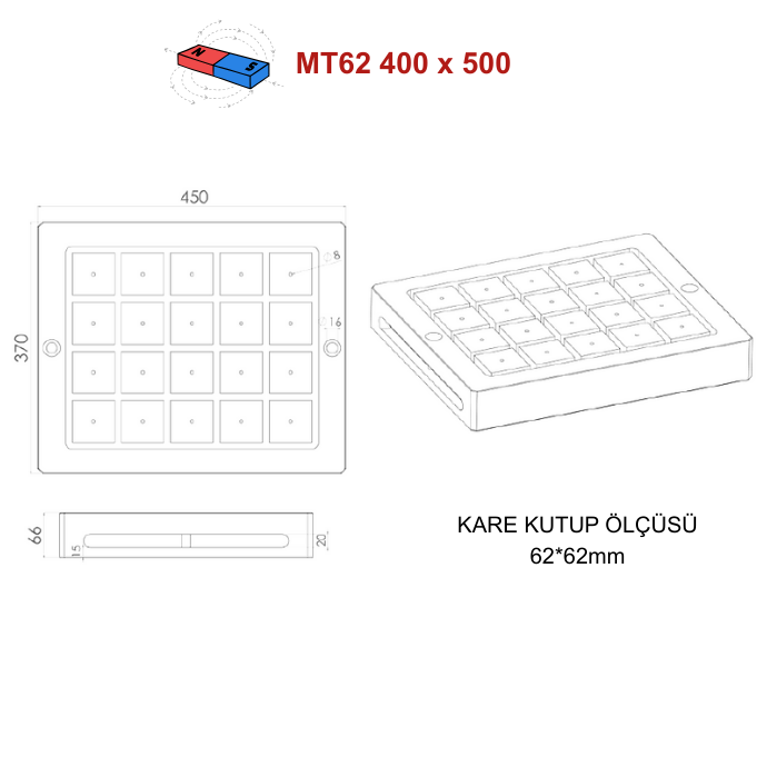 Elektro Manyetik Tabla + Kontrol Ünitesi 400 x 500