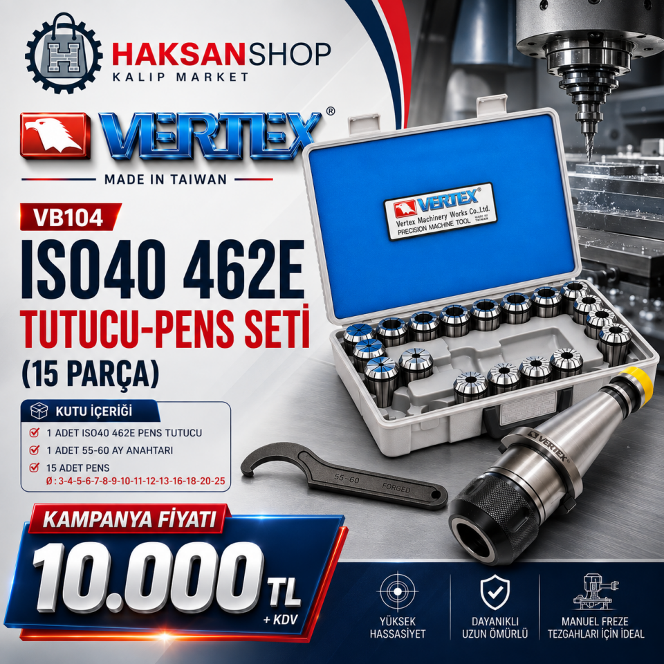 VERTEX VB104 ISO40 462E TUTUCU PENS SETİ OZ25 (15 PARÇA)