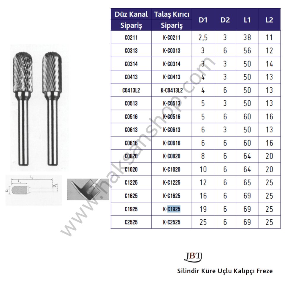 Karbür Kalıpçı Freze - FORM C