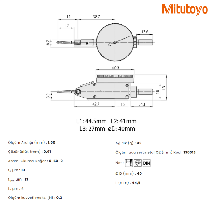 Mitutoyo Komparatör Saatleri (Standart Modeller) 513-415-10E