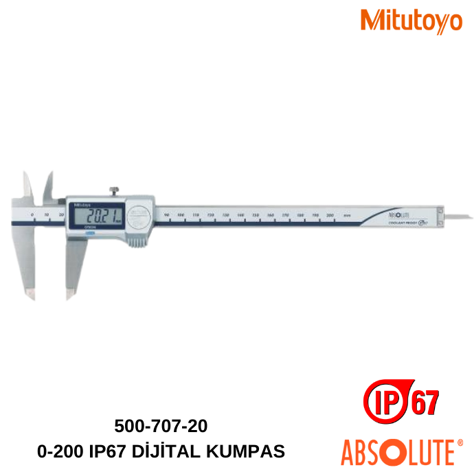 Mitutoyo Dijital Kumpas (IP67) 500-707-20 (0-200mm)