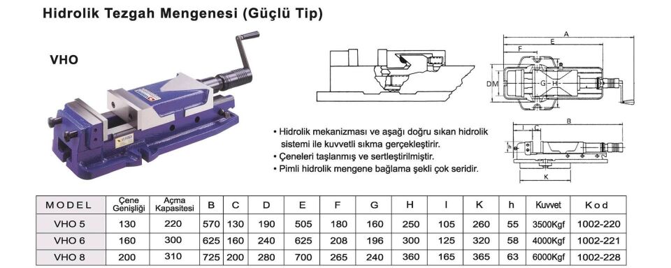 VHO Serisi / Hidrolik Freze & CNC Mengene