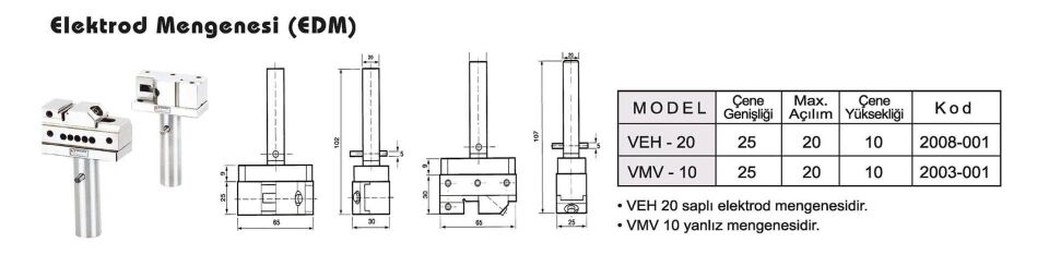 Taşlanmış Hassas Pimli Mengene-Elektrod Mengenesi
