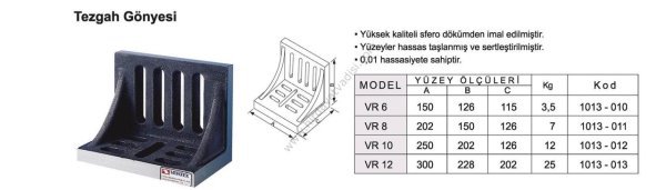 VR Serisi / Tezgah Gönyesi-Döküm L Gönye