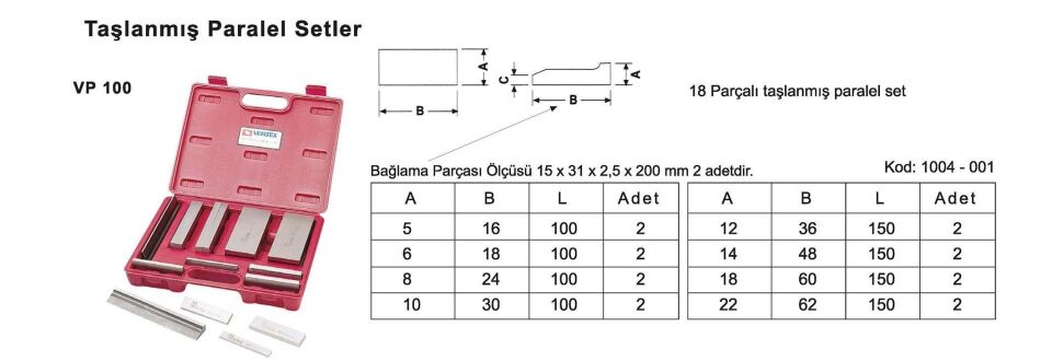 Taşlanmış Paralel Altlık Tk. 18 Parça