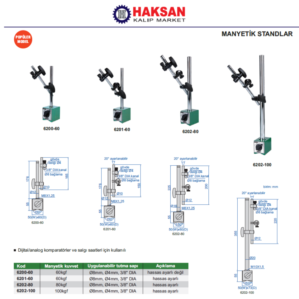 Manyetik Ayak Hassas Ayarlı 6201-60