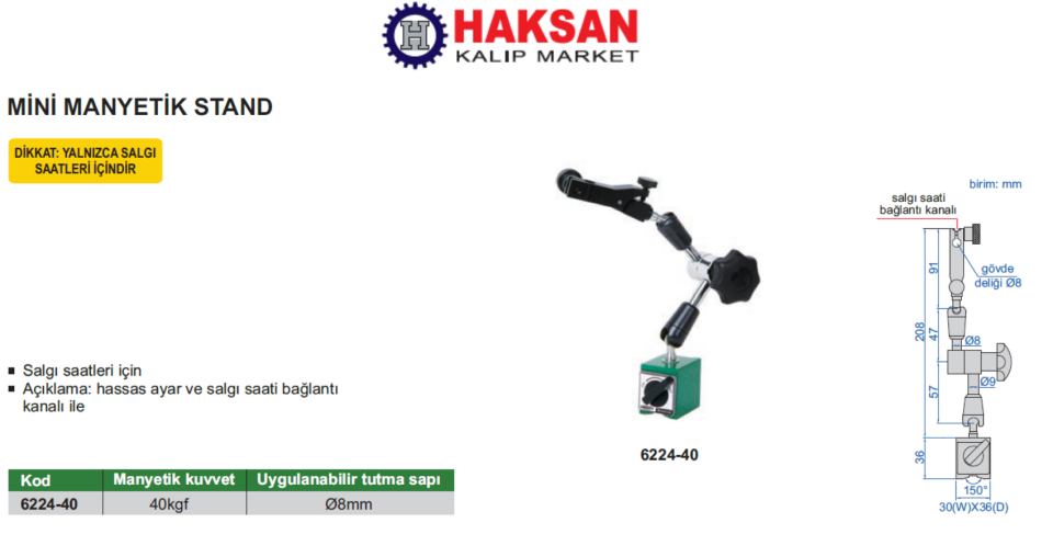 Manyetik Ayak 6224-40 (Mini Model)