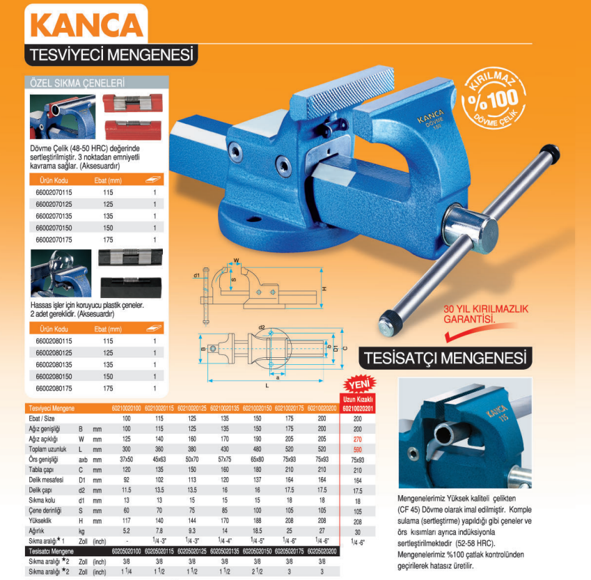 KANCA TESVİYECİ TEZGAH MENGENESİ