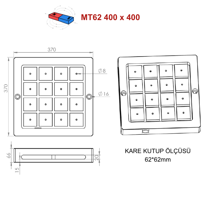 Elektro Manyetik Tabla + Kontrol Ünitesi 400 x 400