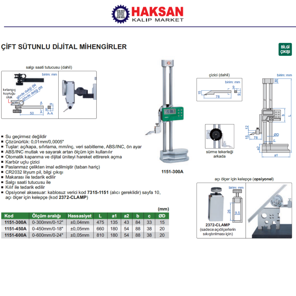 DİJİTAL YÜKSEKLİK MİHENGİRİ ÇİFT SÜTUN 1151